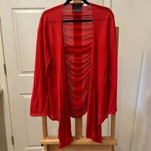 Stunning cardigan by Guinivere sold by Anthropologie Bright Red Orange Coral L